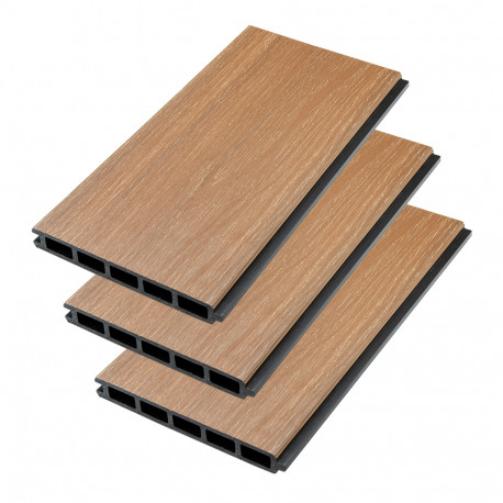 Juego de 3 listones de madera composite premium para valla personalizable - color madera envejecida- Compolife