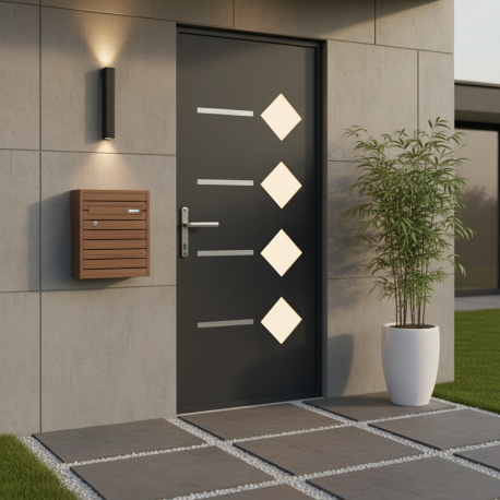 Puerta de entrada Axium de aluminio 96x218cm - gris antracita - apertura a la derecha - X-METAL