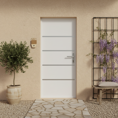 Puerta de entrada Lisandre de aluminio 96x218cm - blanco - apertura a la izquierda - X-METAL
