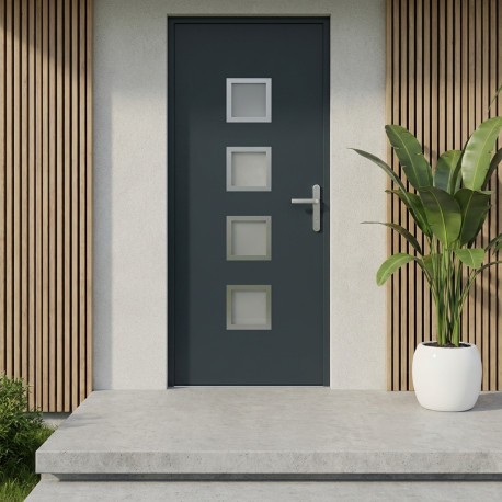 Puerta de entrada Nova de aluminio 96x218cm - gris antracita - apertura a la izquierda - X-METAL